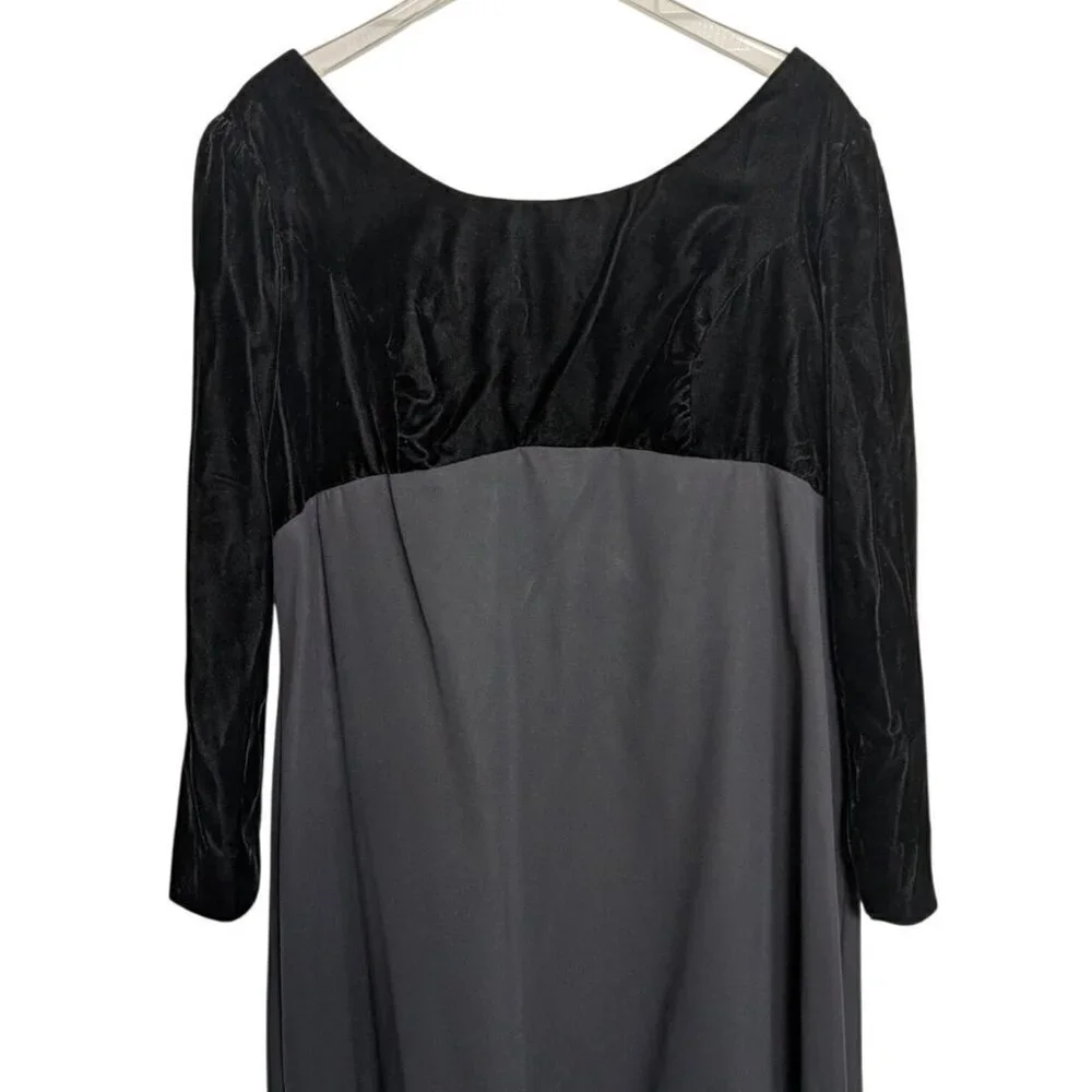 Bill Levkoff Velvet Maxi Dress Womens Size 40/XL US Black Empire Waist Vintage
